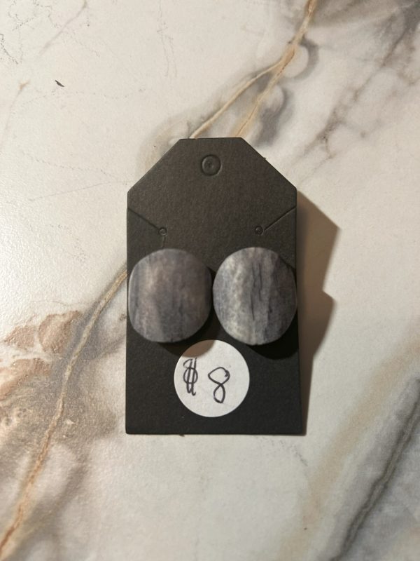 Stone Grey Circle Earrings